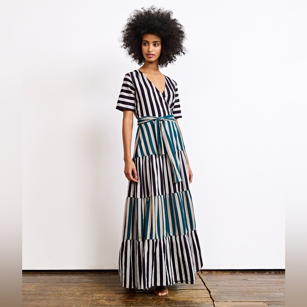 Ace & Jig Eliss Wrap Dress Striped Size Small